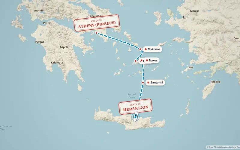 The Greek islands route in the Field Notes style
