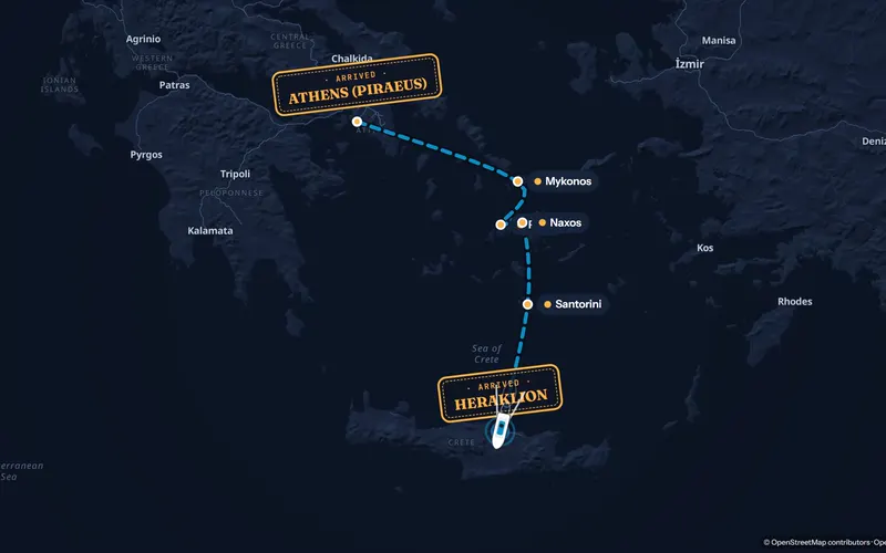 The Greek islands route in the Midnight style
