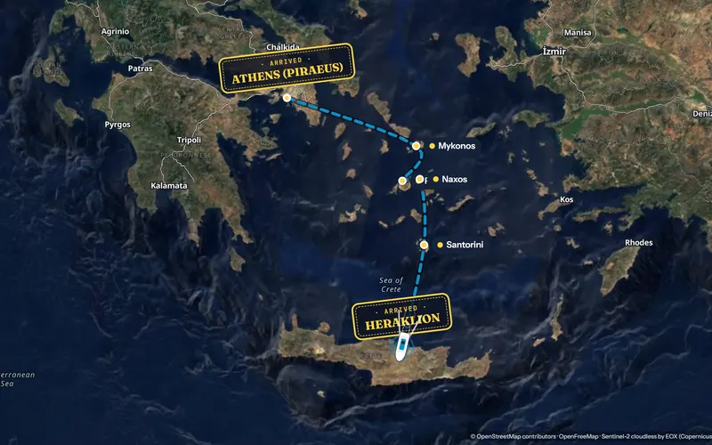 The Greek islands route in the Satellite style