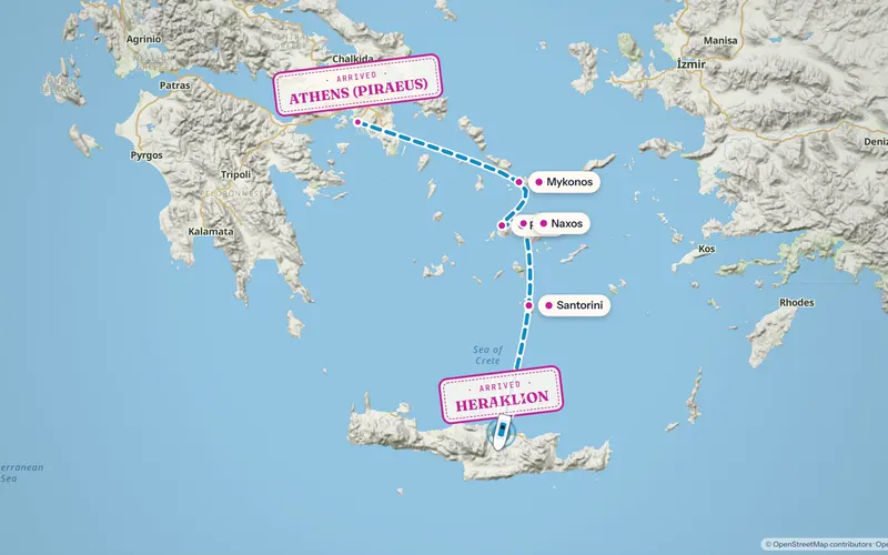The Greek islands route in the Topographic style