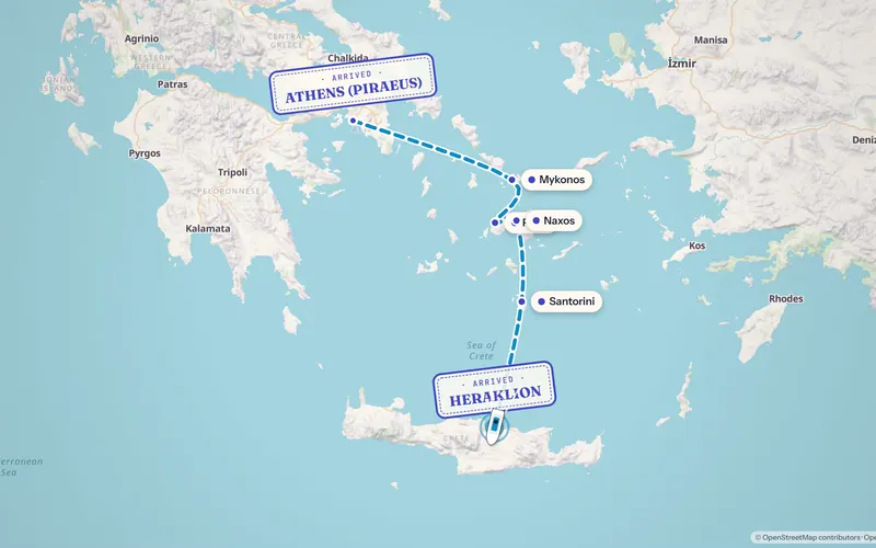 The Greek islands route in the Watercolour style